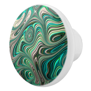 Aquamarin Paua Abalone Muschel Fraktal Abstraktes Keramikknauf