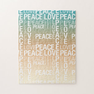 Aquamarin Peach Gold White Peace Liebe Puzzle