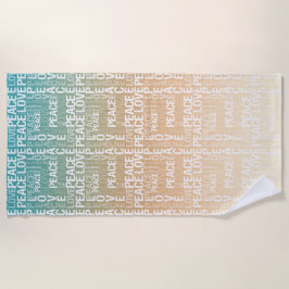 Aquamarin Peach Gold White Peace Liebe Strandtuch