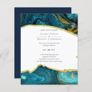 Aquamarin Peacock Blue Gold Agate Wedding