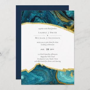 Aquamarin Peacock Blue Gold Agate Wedding