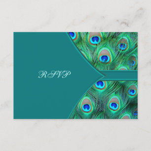 Aquamarin Peacock Elegance Peacock Wedding RSVP Karte