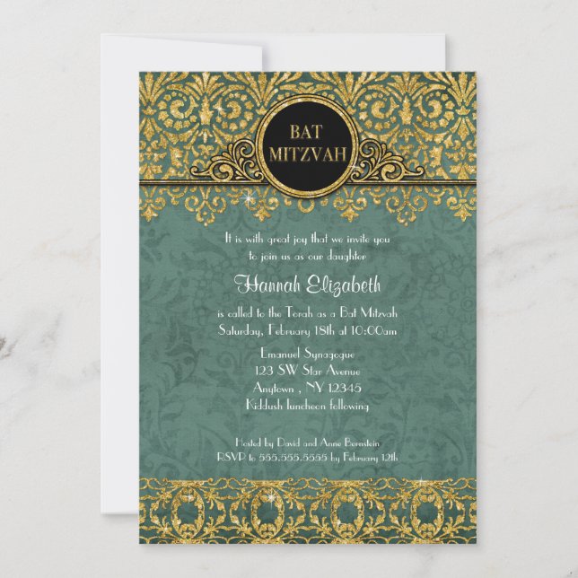 Aquamarin Peacock English Manor Art Deco Einladung (Vorderseite)