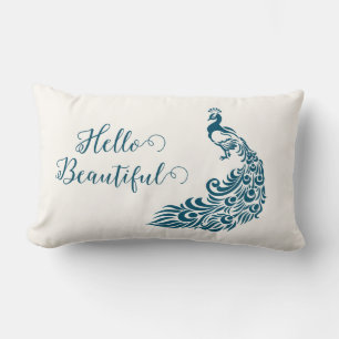 Aquamarin Peacock Fett Stilvolles Art Deco Design Lendenkissen