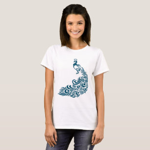 Aquamarin Peacock Fett Stilvolles Art Deco Design T-Shirt