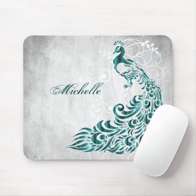 Aquamarin Peacock Personalisiert Mouse Pad Mousepad (Mit Mouse)