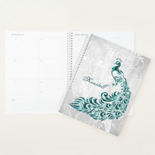 Aquamarin Peacock Personalisierter Planer