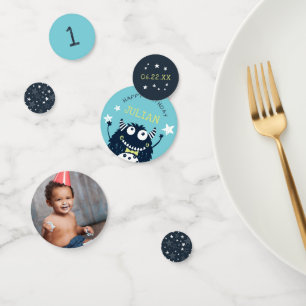 Aquamarin Personalisierte Kleine Monster Geburts Konfetti