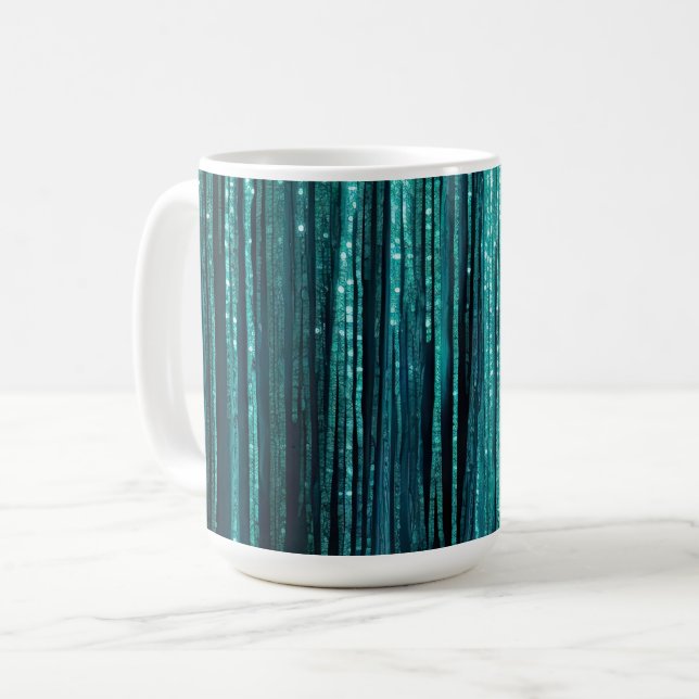 Aquamarin Pine Green Tinsel Weihnachten Kaffeetasse (Vorderseite Links)