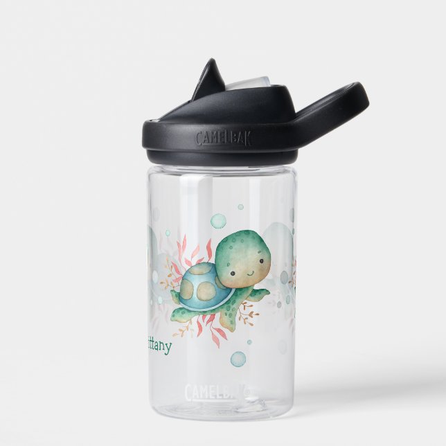 Aquamarin Pink Baby Sea Turtle Trinkflasche (Links)