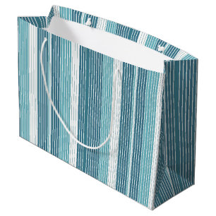 Aquamarin Pinstripe Christmas Pattern#28 ID1009 Große Geschenktüte