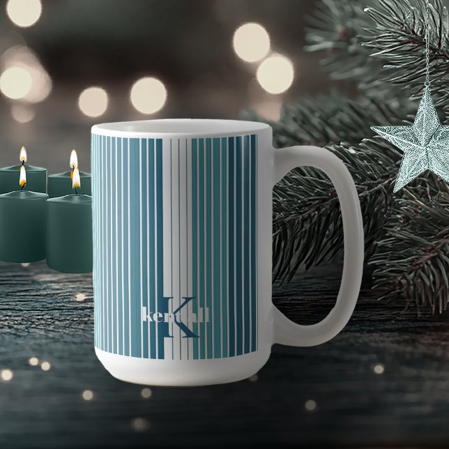 Aquamarin Pinstripe Christmas Pattern#28 ID1009 Kaffeetasse (Von Creator hochgeladen)