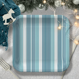 Aquamarin Pinstripe Christmas Pattern#28 ID1009 Pappteller