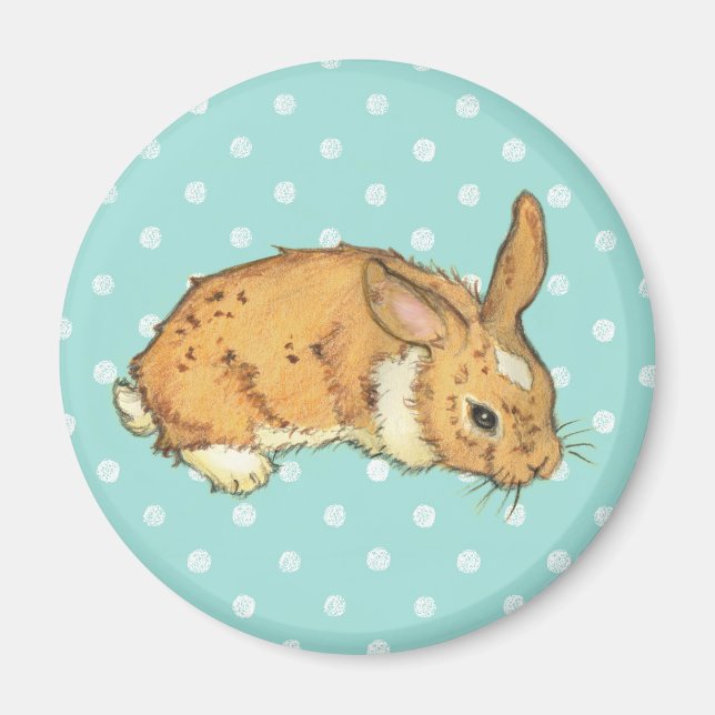 Aquamarin Polka Dot Bunny Magnet (Vorne)