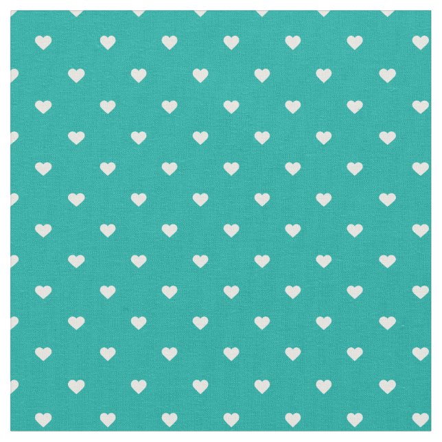 Aquamarin Polka Dot Hearts Stoff (Nahaufnahme)