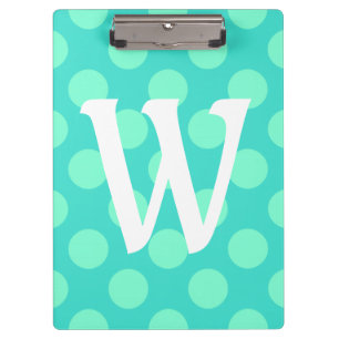 Aquamarin-Punkt-Punkt-Einzelbuchstaben-Monogramm Klemmbrett