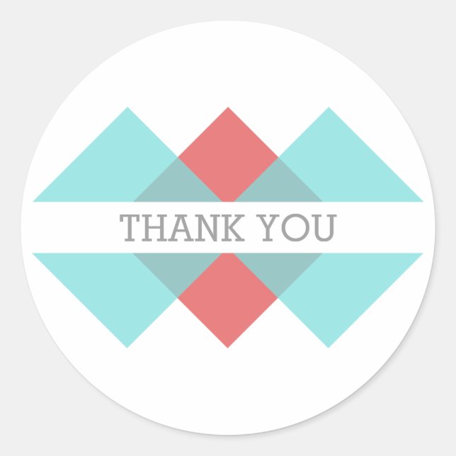 Aquamarin Red Geometric Triad Danke Stickers (Vorderseite)