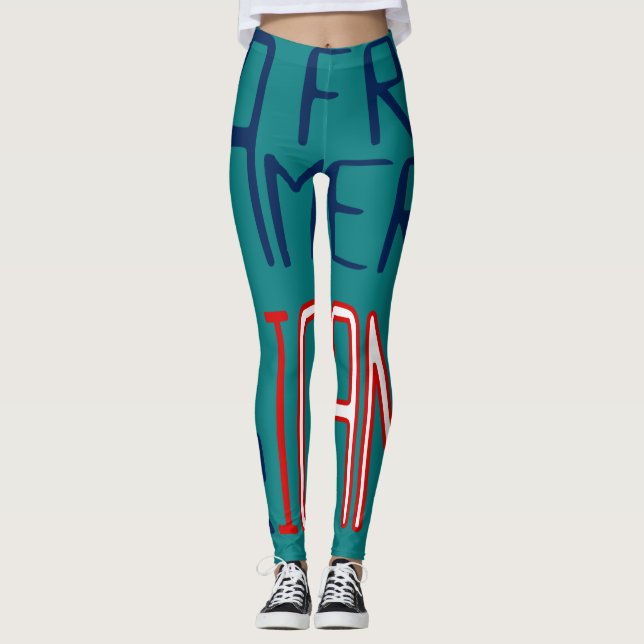 Aquamarin Red White Black Leggings (Vorderseite)
