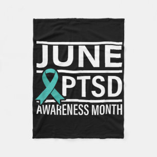 Aquamarin Ribbon June Ptsd Aufklärungsmonat Fleecedecke