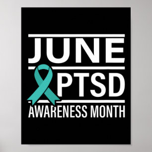 Aquamarin Ribbon June Ptsd Aufklärungsmonat Poster