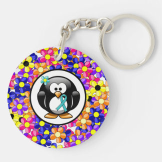 Aquamarin Ribbon Penguin Schlüsselanhänger