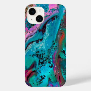 Aquamarin rosa Abstrakte Flüssigkeitsansammlung Case-Mate iPhone 14 Hülle