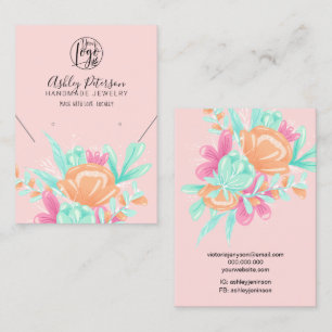 Aquamarin rosa Blumen Logo Schmuck Ohrring Halsket Visitenkarte