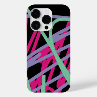 Aquamarin rosa Lila 80er Festivals Muster Multicol Case-Mate iPhone 14 Pro Hülle