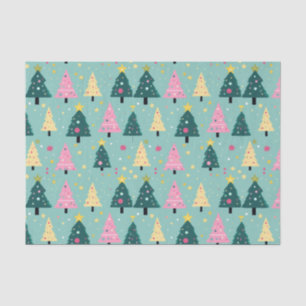 Aquamarin Rosa Retro Weihnachtsbäume Seidenpapier