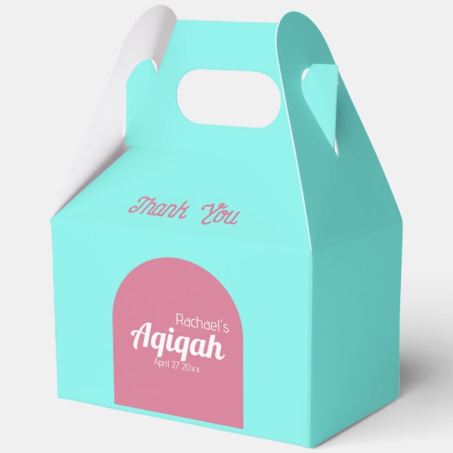 Aquamarin rosa Solid Color Schlicht, Aqiqah Baby D Geschenkschachtel (Vorderseite)