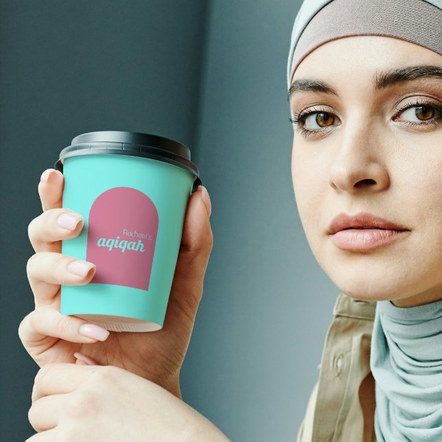 Aquamarin rosa Solid Color Schlicht Aqiqah Baby Du Pappbecher (only available white lid for this product)