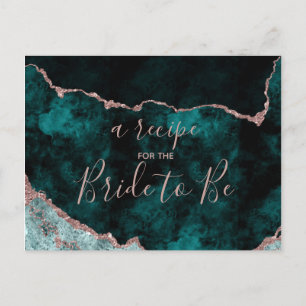 Aquamarin & Rose Gold Foil Brautparty Rezept Karte