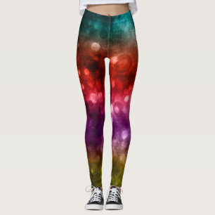 Aquamarin, rot, Lila & Chartreuse Abstrakt Bokeh Leggings