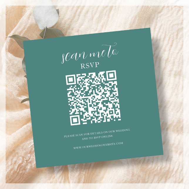 Aquamarin | RSVP QR Code für Hochzeiten Begleitkarte (Von Creator hochgeladen)