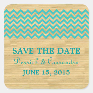 Aquamarin Rustikale Zickzack Save the Date Sticker