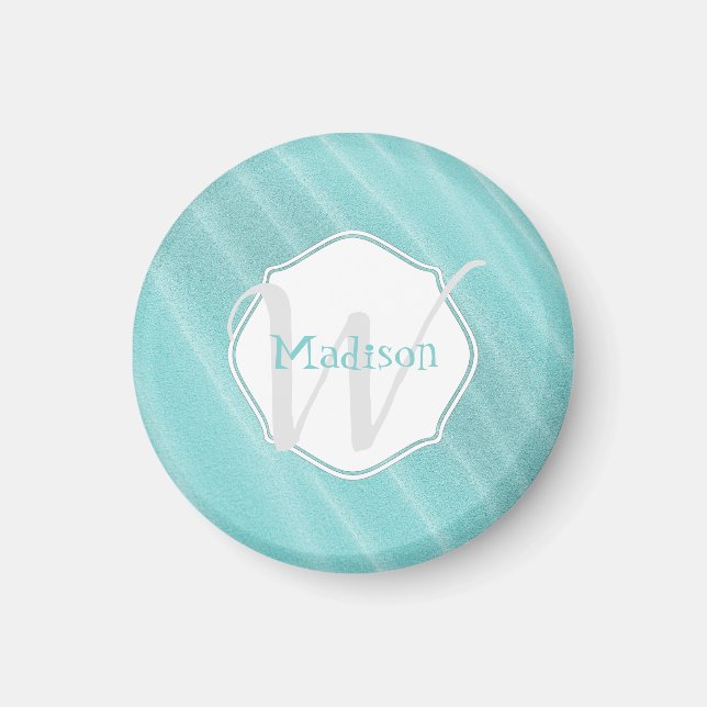 Aquamarin Sand Ripples Personalisiert Magnet (Vorne)