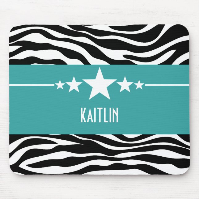 Aquamarin Sassy Star Zebra Mousepad (Vorne)