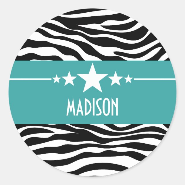 Aquamarin Sassy Star Zebra Stickers (Vorderseite)
