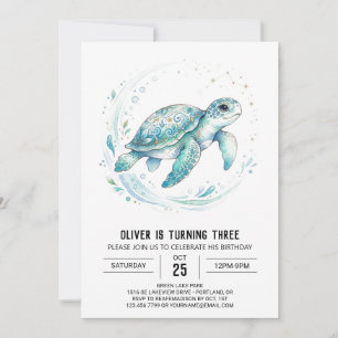 Aquamarin-Schildkröten-Geburtstag Einladung