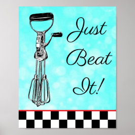 Aquamarin, Schwarz und Rot nur schlagen Es Zeichen Poster