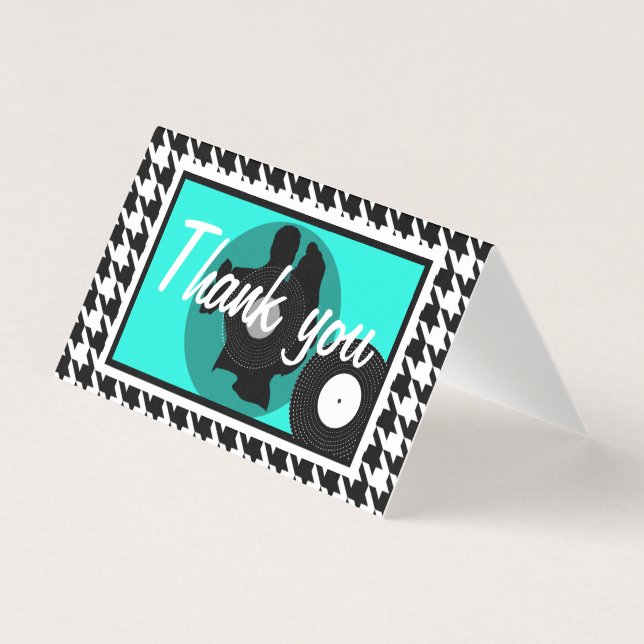 Aquamarin, schwarz und weiß kariert 1950er-Jahre T (Vorderseite)