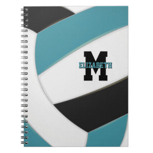 aquamarin Schwarz-weiße personalisierte Volleyball Notizblock
