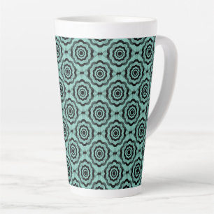 Aquamarin Schwarze Blume Nahtloses Muster Milchtasse