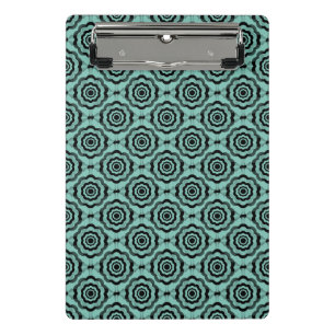 Aquamarin Schwarze Blume Nahtloses Muster Mini Klemmbrett