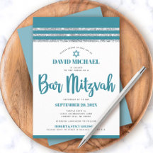 Aquamarin Silver Bar Mitzvah Tallit Simple Modern 