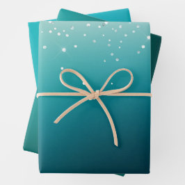 Aquamarin Silver Confetti Geschenkpapier Set