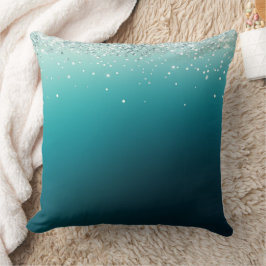 Aquamarin Silver Confetti Kissen