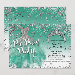 Aquamarin & Silver Glitzer Glam Dress Pre Prom Par Einladung
