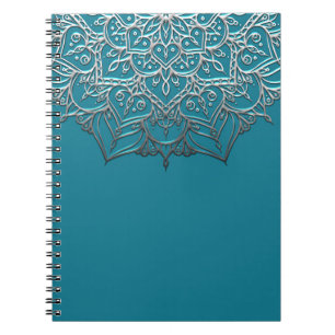 Aquamarin & Silver Mandala Elegant Minimal Marokka Notizblock