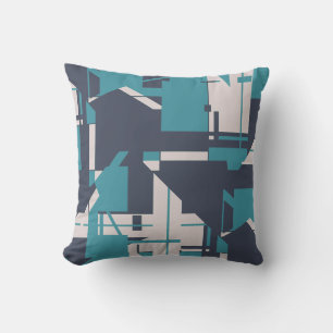 Aquamarin Slate Blue Light Gray Patches MCM Look M Kissen